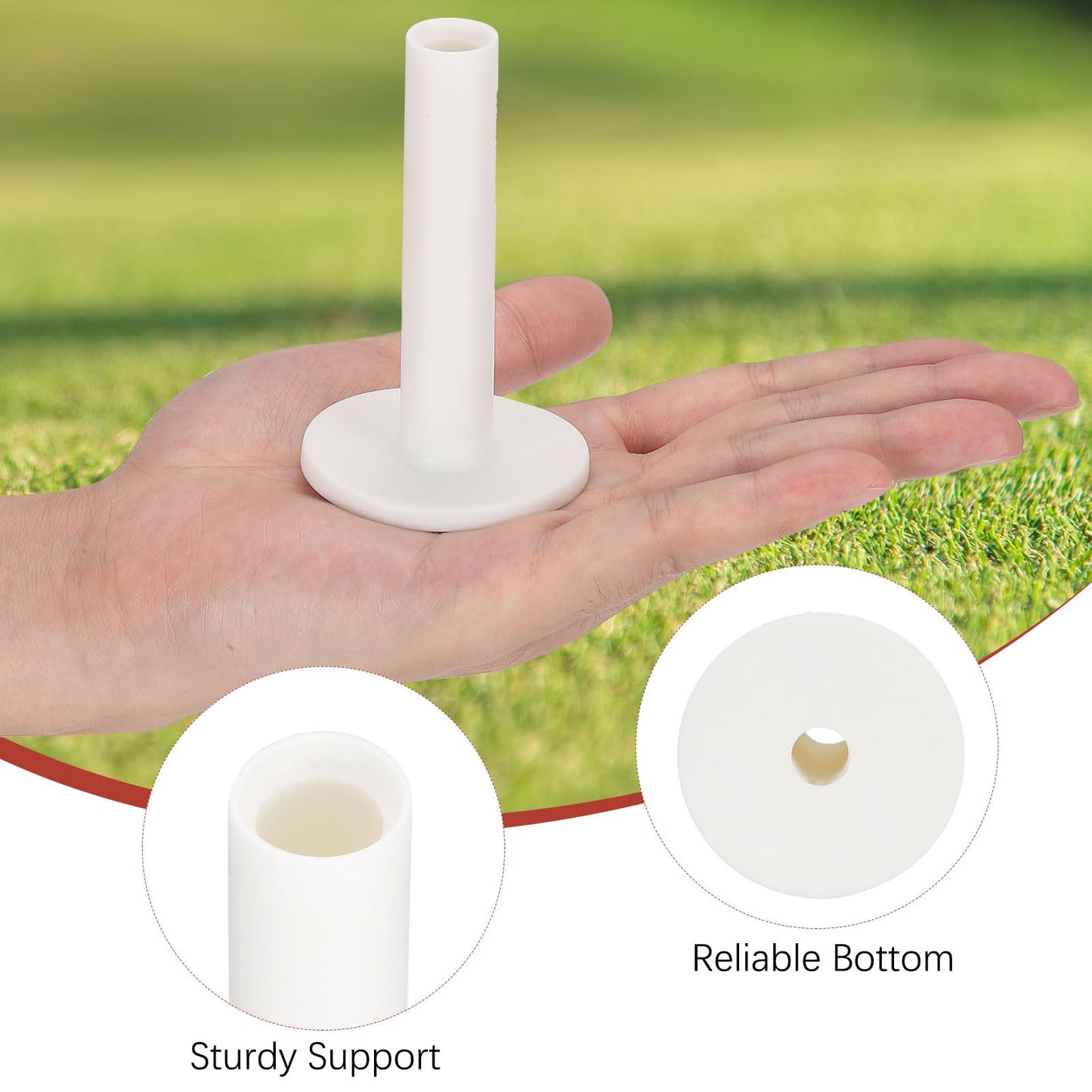 TIXIPEM 3.46IN Rubber Golf Tees [8PCS] - Flexible Stable Ball Holder Use for Home & Outdoor & Indoor Tall Training Driving Range - [White] Hitting Mats