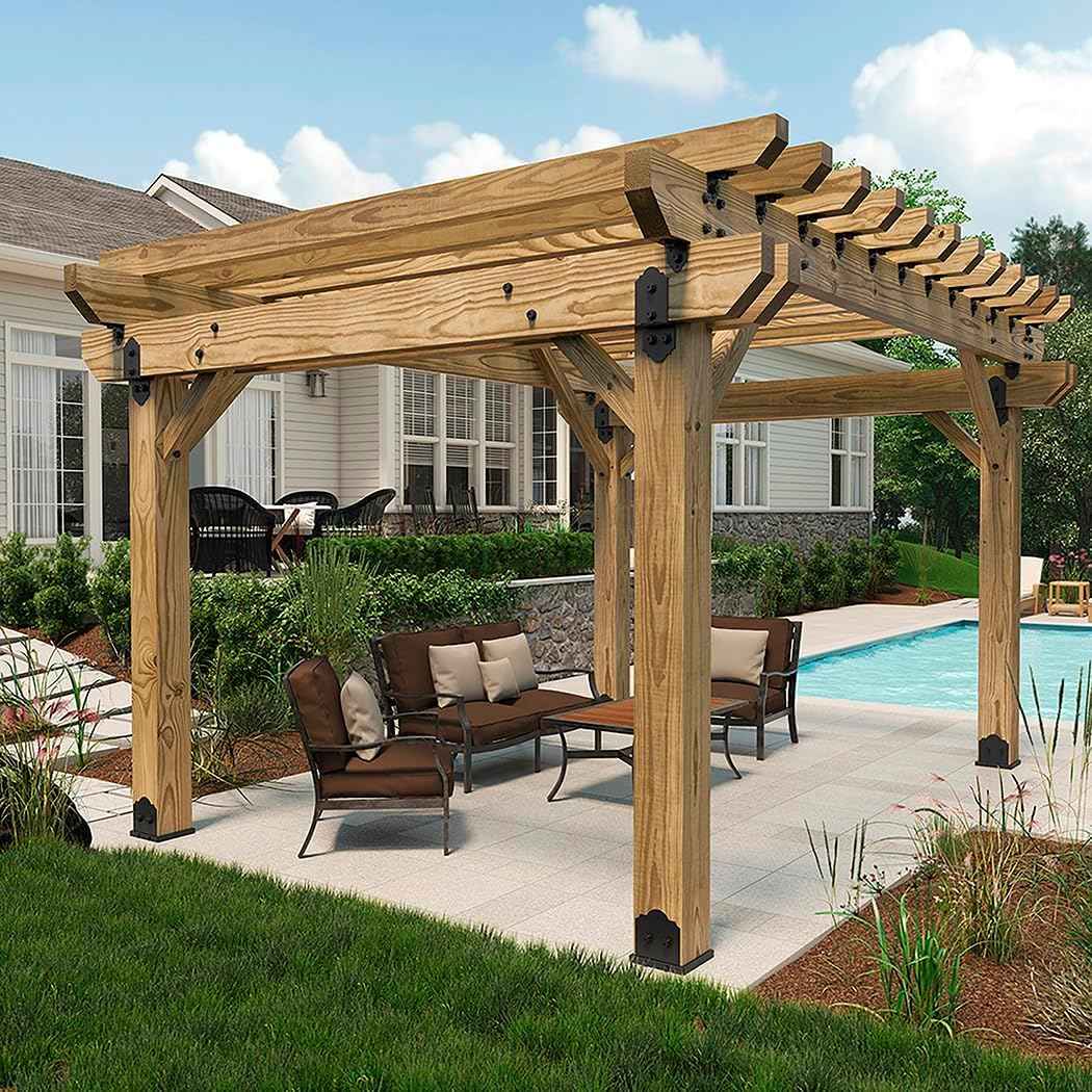 Ozco Laredo Sunset Lite 6x6 Post Base Kit - Galvanized Steel with Decorative Plates & Screws