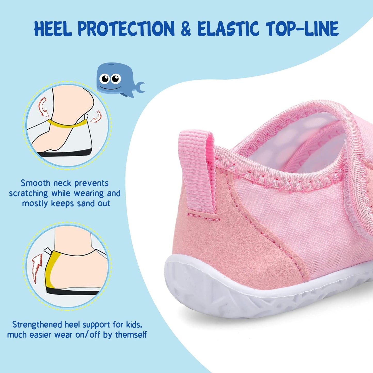 LeIsfIt Kids Water Shoes Toddler Girls Boys Swim Shoes Outdoor Quick-Dry Breathable Aqua Socks for Beach Pool Surf, Pink, 13 Little Kid