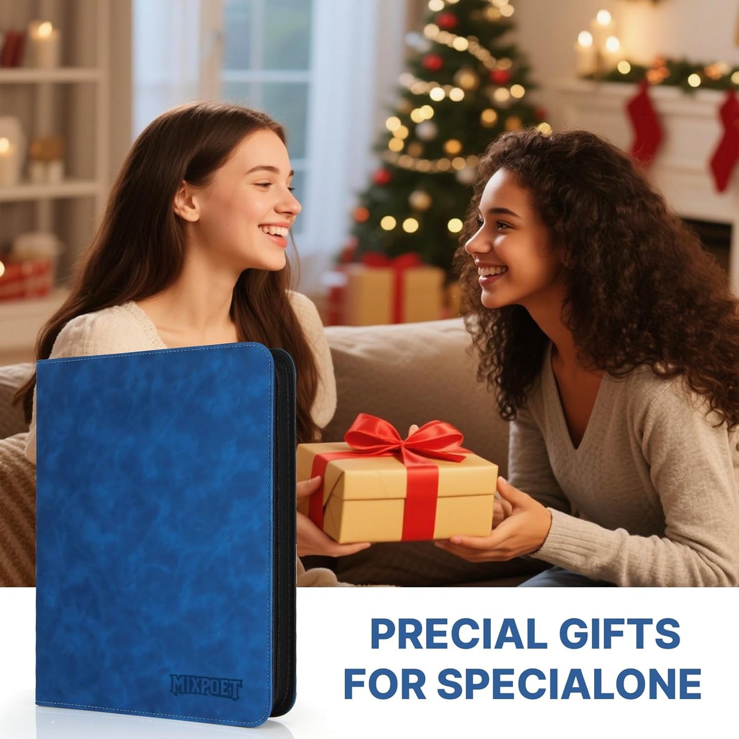 Skiennix Trading Card Binder - 9 Pocket Collection Album for 900 Cards | Premium Double-Sided, Blue