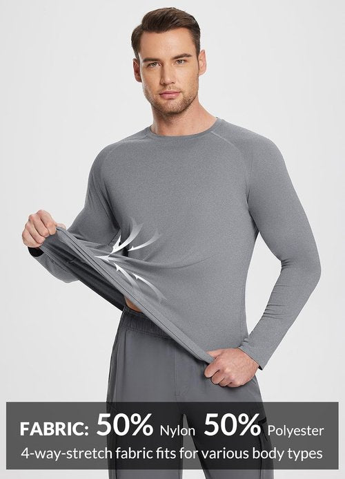 Baleaf Men's UV Protection Long Sleeve Rash Guard - SPF UPF 50+ Quick-Dry Fishing Shirt