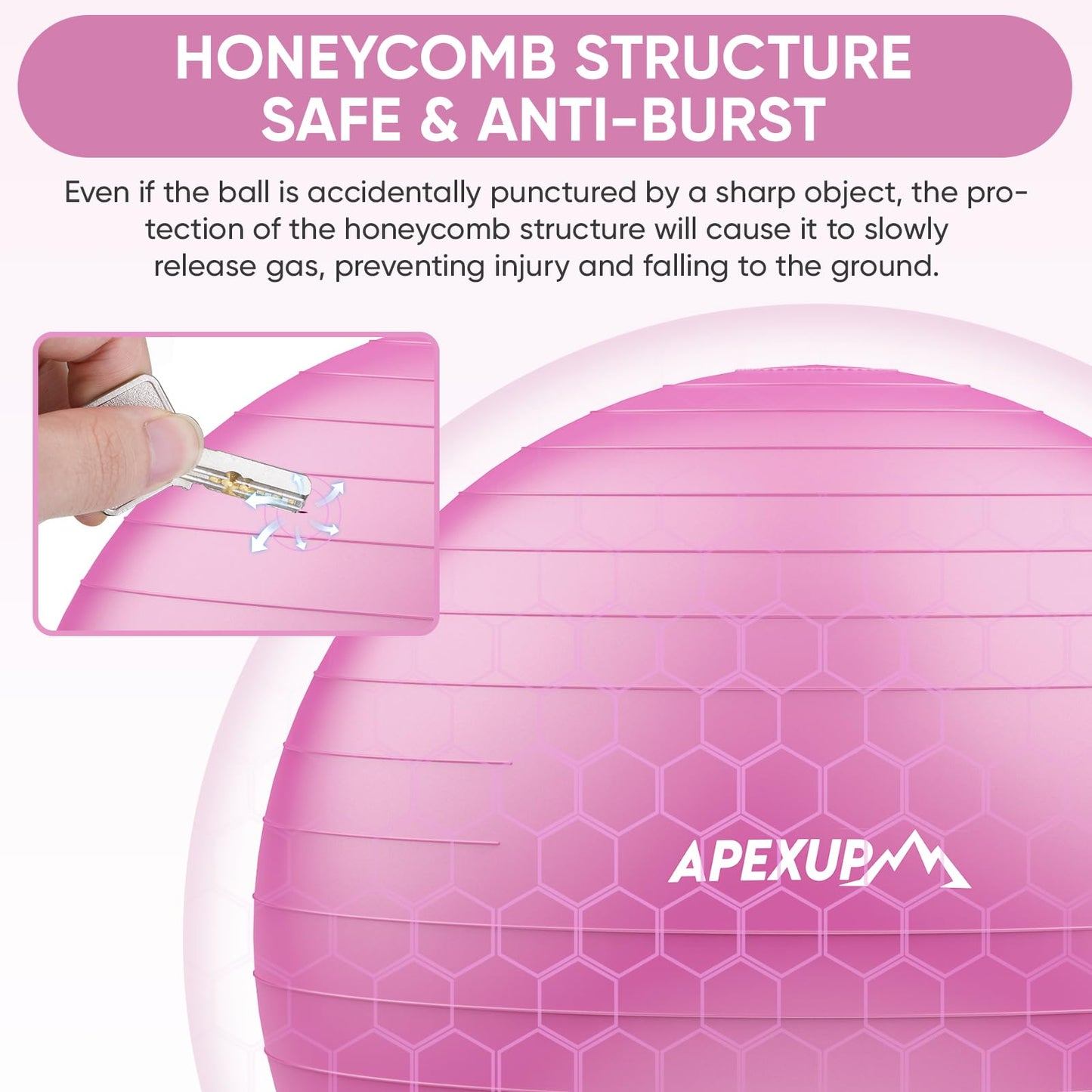 APEXUP Yoga Ball, 660 lbs Anti-Burst Exercise Ball with Pump, 5 Sizes