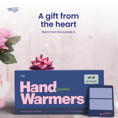 Heart Shape Hand Warmers (30 Pairs) - Up to 12 Hours of Heat, Super Long Lasting - Easy, All Natural - Air Activated, for Body & Hands - Odorless Hot Hand Warmer - Sport Temp