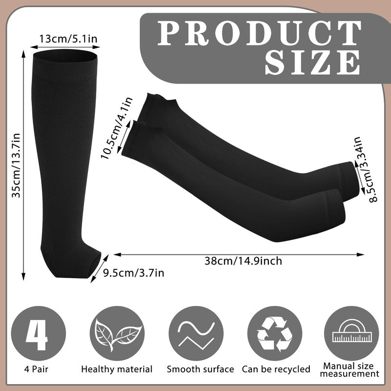 Zoooyawn 4 Pairs Elderly Leg and Arm Skin Protectors Leg Protectors for Thin Skin from Tears Bruise Abrasions (Beige and Gray)(Beige and Black)