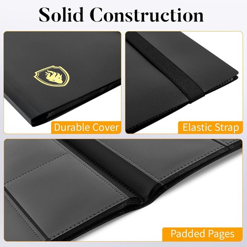 Fabmaker Heavy Duty Card Binder - 9 Pocket Album Holds 360 Cards | Sleek Black Design for Game & Sports Cards