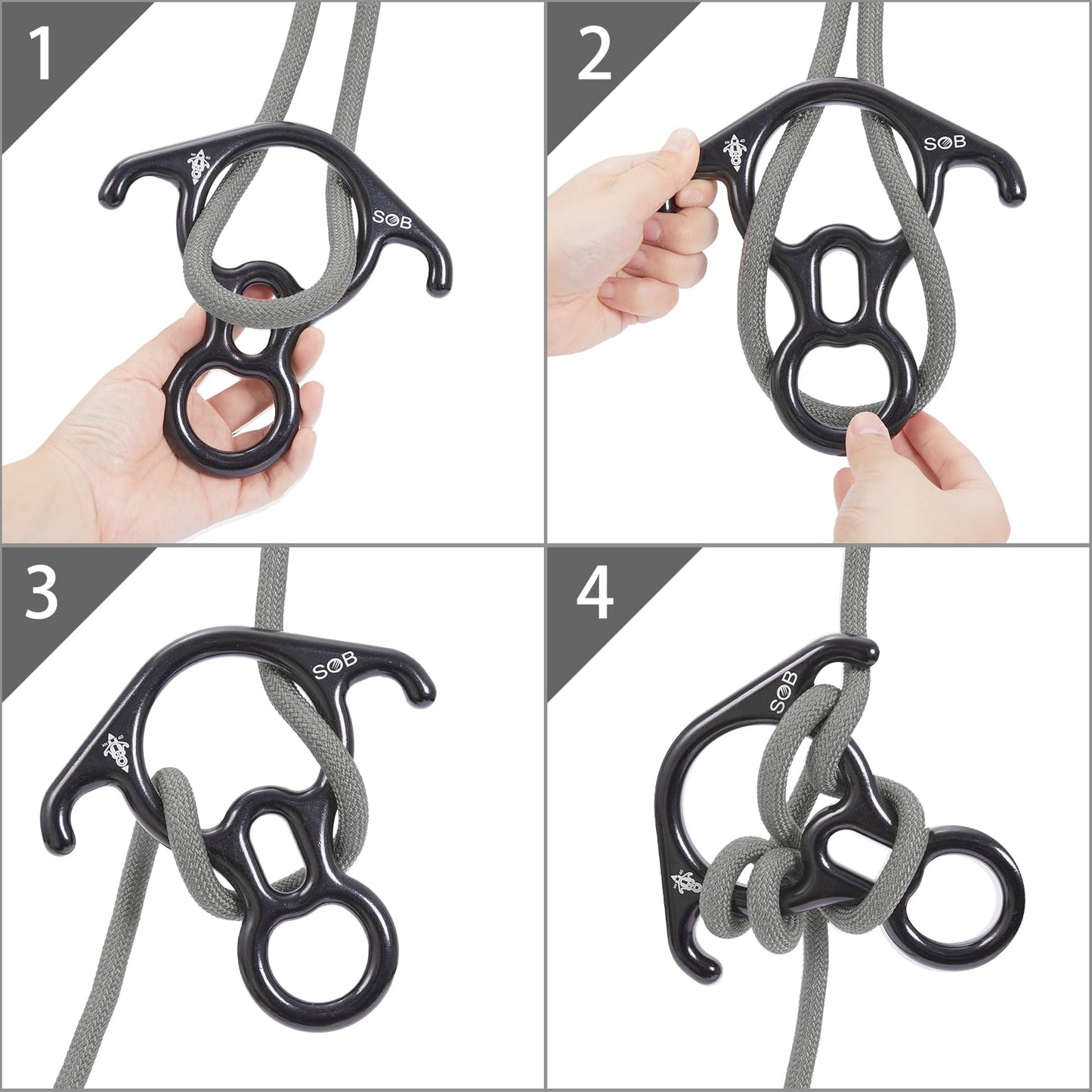 RESQT 40 kNFigure 8 Descender Large Bent-Ear Belaying and Rappelling Gear Belay Device Aluminum Magnesium for Climbing,High Rescue,Mountaineering