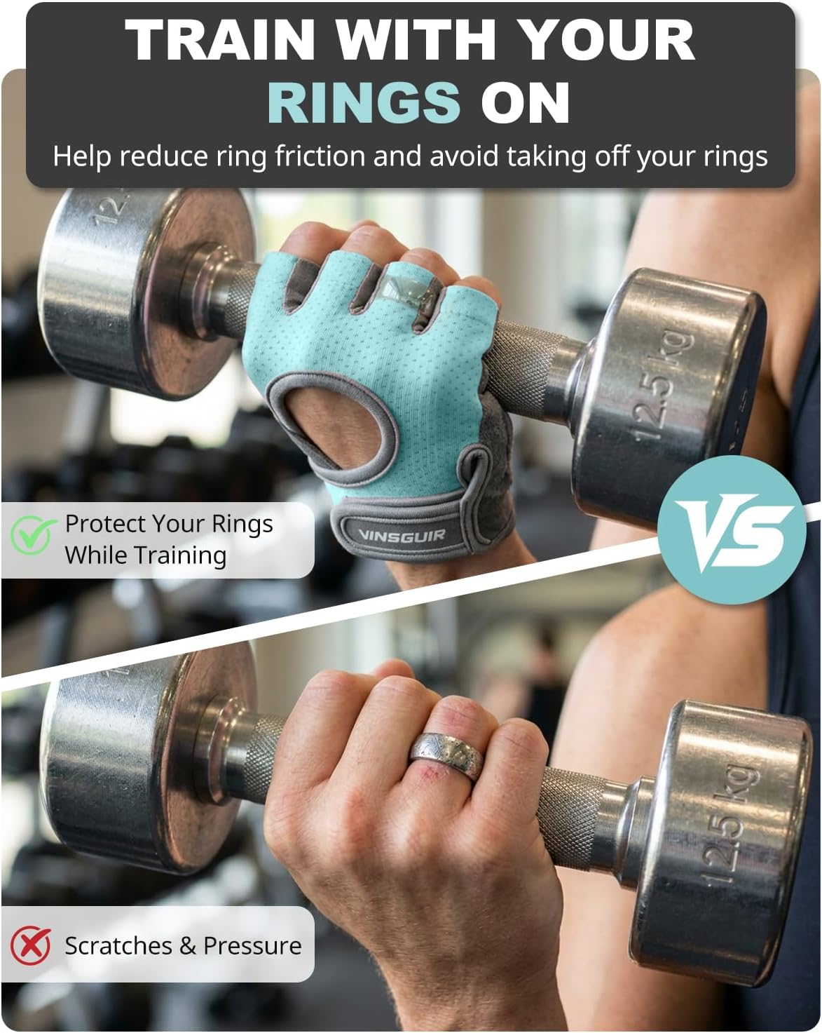 VINSGUIR Workout Gloves - Breathable Weight Lifting Gloves for Men & Women | Excellent Grip & Cushion Pads