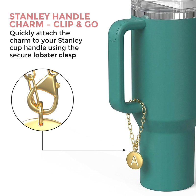 TM Novo Stanley Charms – Gold and Silver Initial Charms for 30 oz & 40 oz Tumblers, Water Bottles & Cups, Reusable Jewelry Box Included, Multi-Use Tumbler & Purse Accessories, Personalized Gift - Silver - Initial B