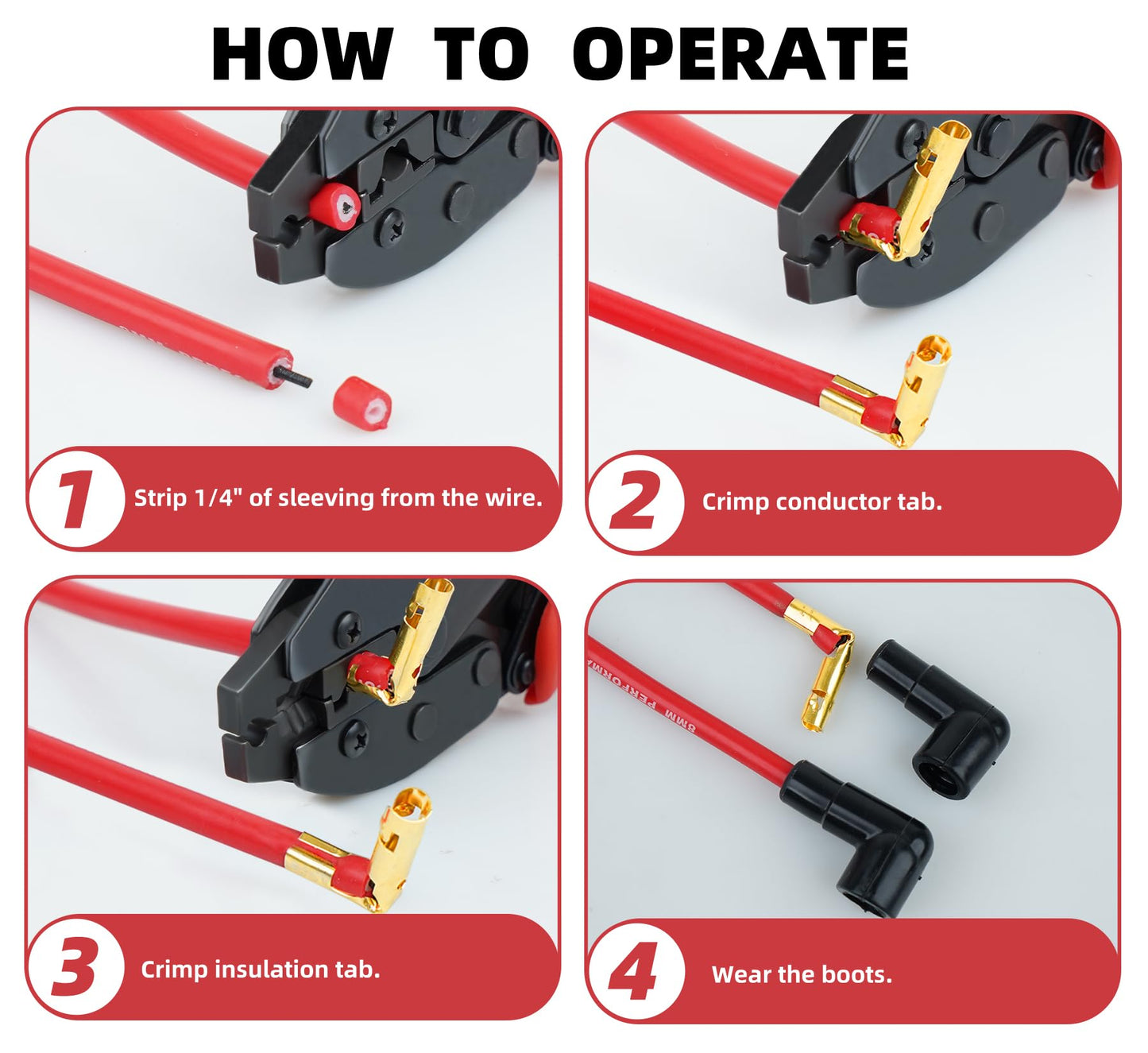 ENGINEMAN Spark Plug Wire Crimper, Crimping Pliers for Spark Plug Stripping Tool, EM-2048 for Crimping and Stripping Spark Plug Wire, Dia 7.0-8.5mm, Ratchet spark plug wire crimping tool
