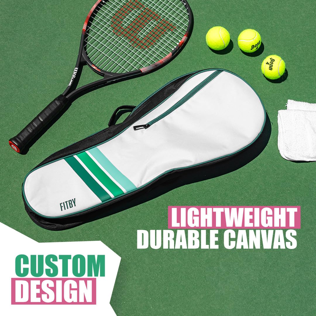 Tennis Bag for Men & Women - Lightweight Durable Racquet Bag with Adjustable Shoulder Strap & Side Pockets - Fits Multiple Racquets - Black Tennis Racket Cover (27" x 10")