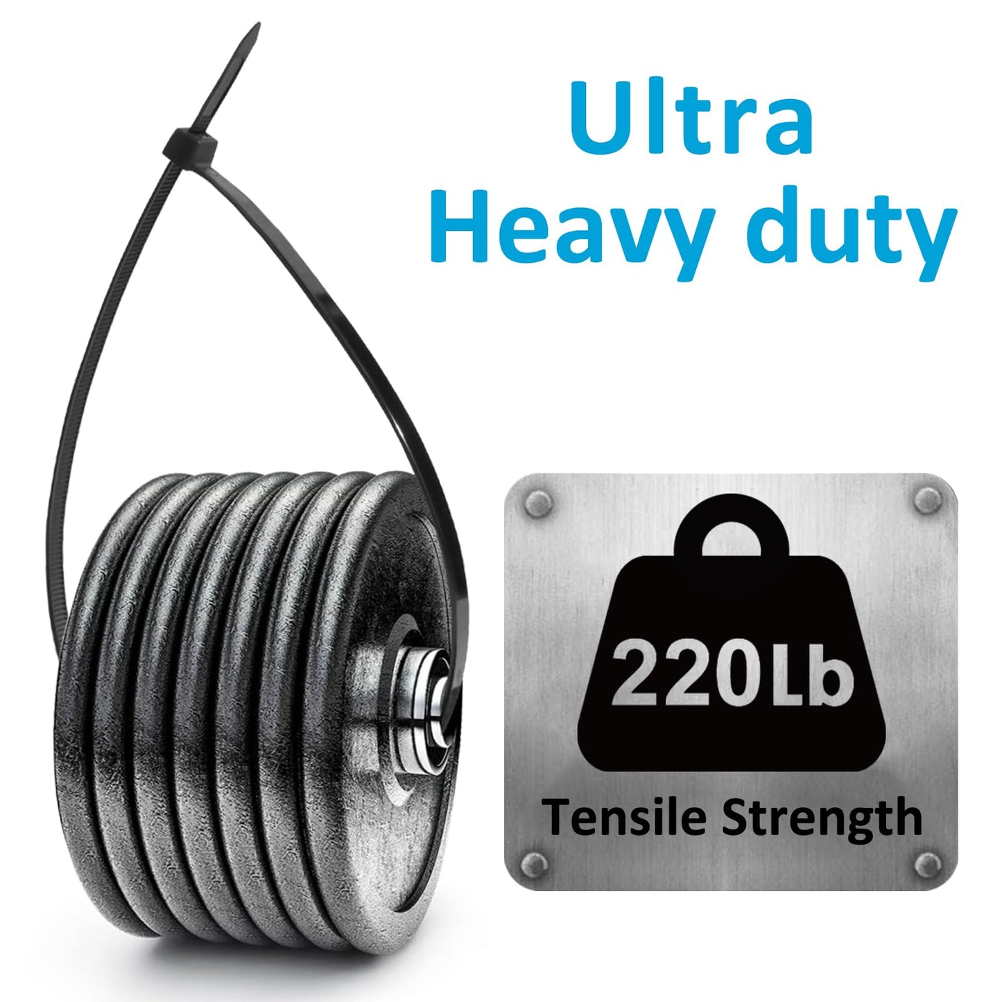 Large Zip Ties Heavy Duty 24 inch (500 Pack), 220 lb Tensile Strength for Outdoor Use, Black Cable Ties, Long Wire Ties by ANOSON