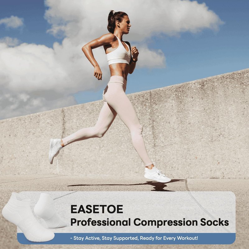easetoe 6 Pairs Ankle Compression Socks Women Men 15-20 mmHg Low Cut Athletic Running Arch Support for Travel Nurses Flight