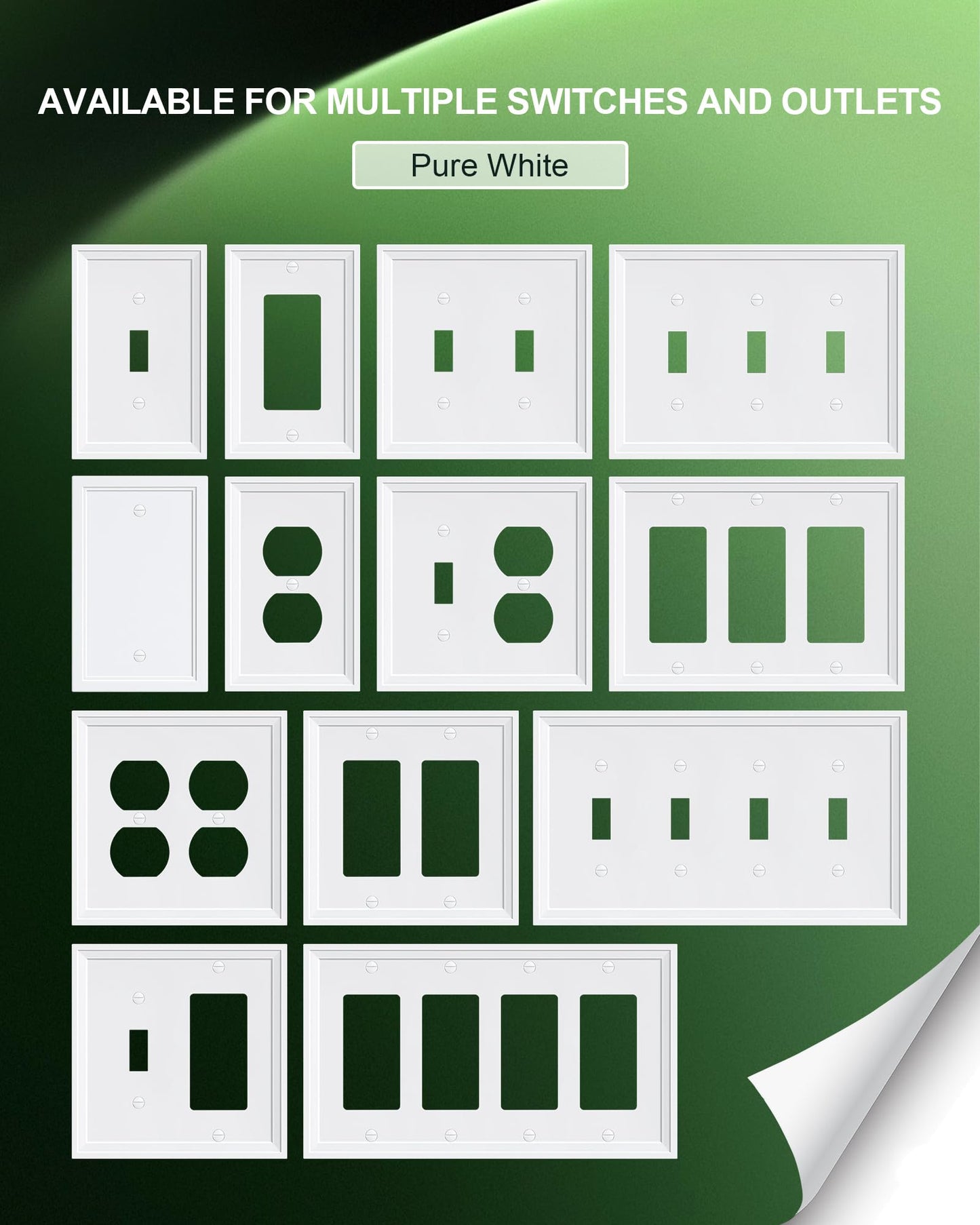 TREEWELL 2-Pack Duplex Outlet Cover, Natural Bamboo Fiber Switch Plates and Outlet Covers, White Decorative Wall Plates for Electrical Outlets, 1 Gang Receptacle Cover, Corrosion Resistant