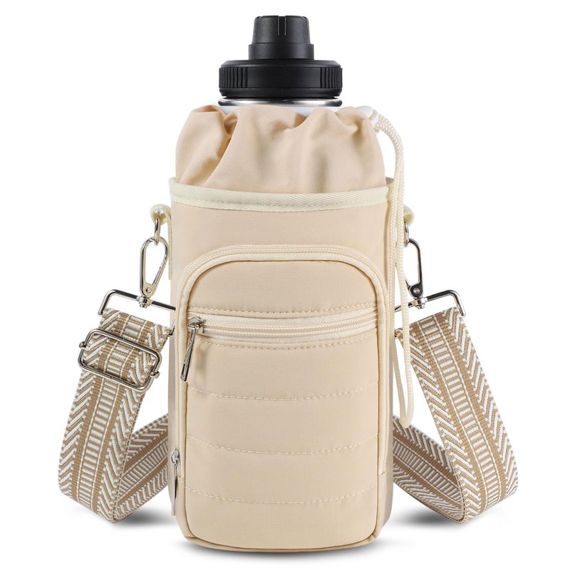 Aodotx Water Bottle Carrier Bag with Phone Pocket, 32oz 40oz Water Bottle Holder Bag with Adjustable Strap for Hiking Camping
