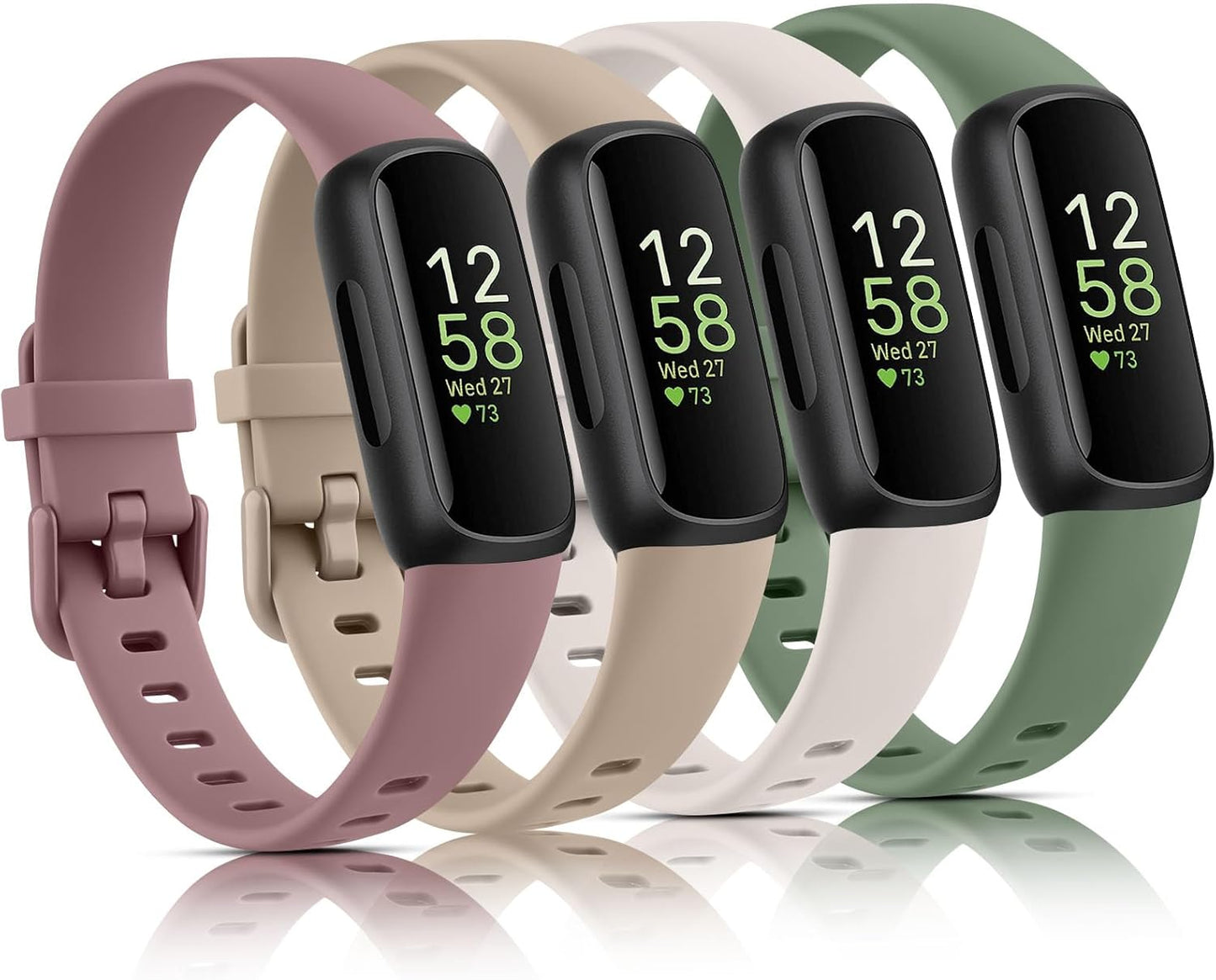 Vancle Fitbit Inspire 3 Bands - Adjustable Sport Silicone Replacement Straps for Men & Women | 4-Pack