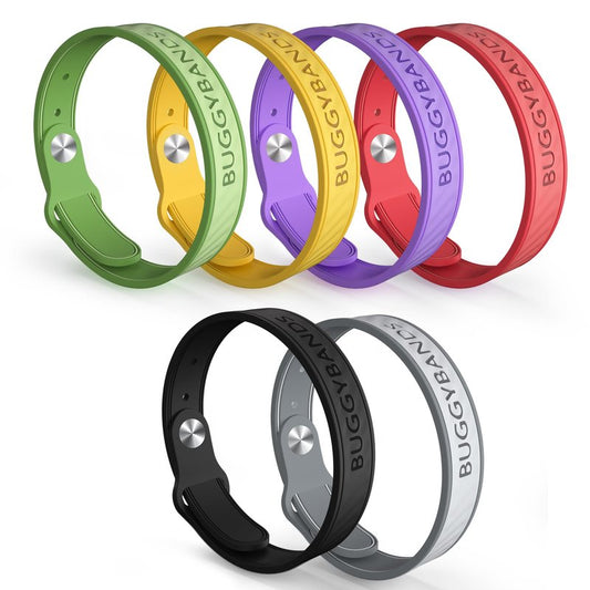 BuggyBands Mosquito Repellent Bracelets, 6 Pack Silicone Mosquito Repellent Bands with DEET Free, Natural & Waterproof Bug Wristbands for Kids and Adults, Outdoor Traveling Protection