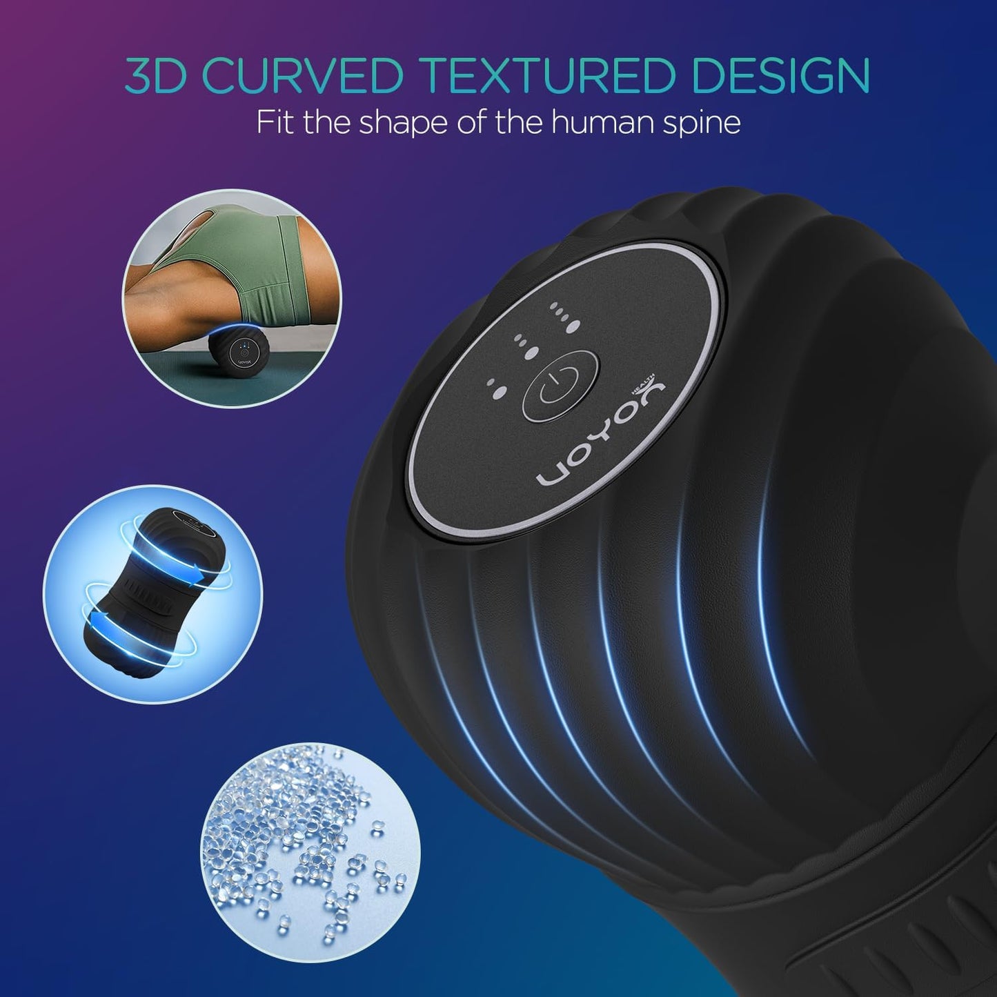 VOYOR-HEALTH Vibrating Peanut Massage Ball - Electric Double Lacrosse Roller for Muscle Pain Relief | Rechargeable Deep Tissue Massage (Black)