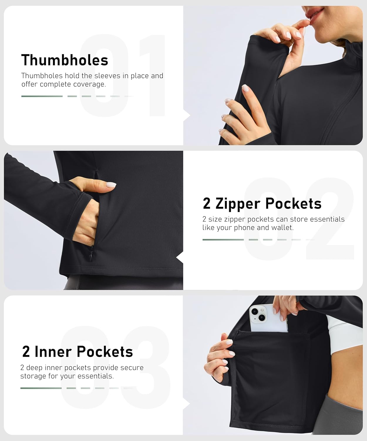 Soothfeel Women's Athletic Jacket - Lightweight UPF 50+ Sun Protection | Long Sleeve Zip-Up with Pocket