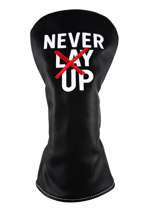 Golf Driver Headcover, 3 Wood Head Cover, Premium Leather Golf Headcover, Never Lay Up Style, Protective Golf Club Cover, Fairway Wood Headcover for Men and Women, Black/Red 3 Wood
