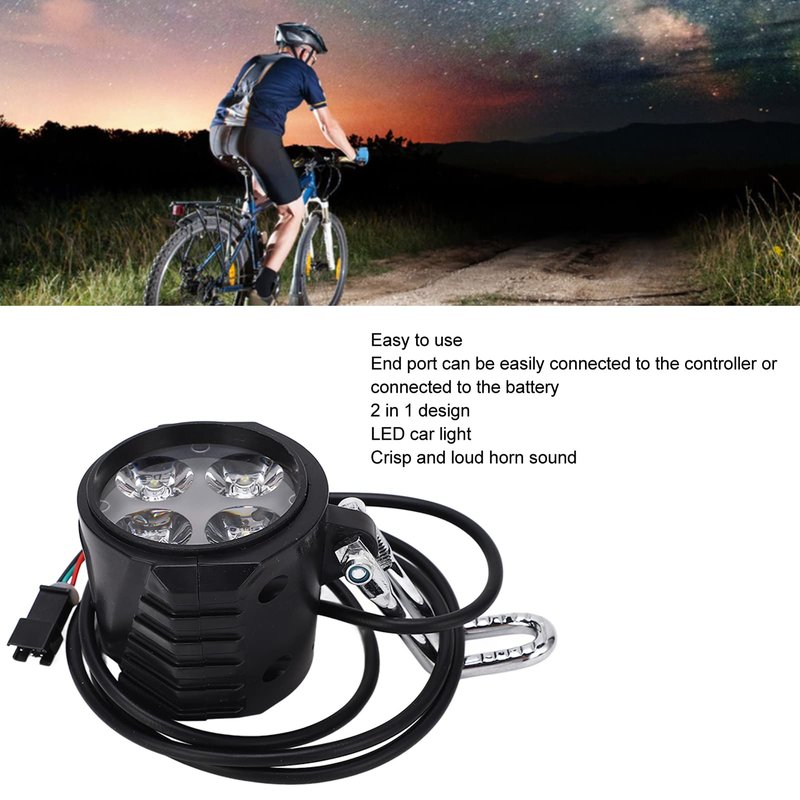 Topyond Electric Scooter Front Light, 10 Inch Electric Scooter Lights - 2-in-1 Electric Bike Horn Headlight, Ebike Headlight for Cycling Accessories (12‑72V)