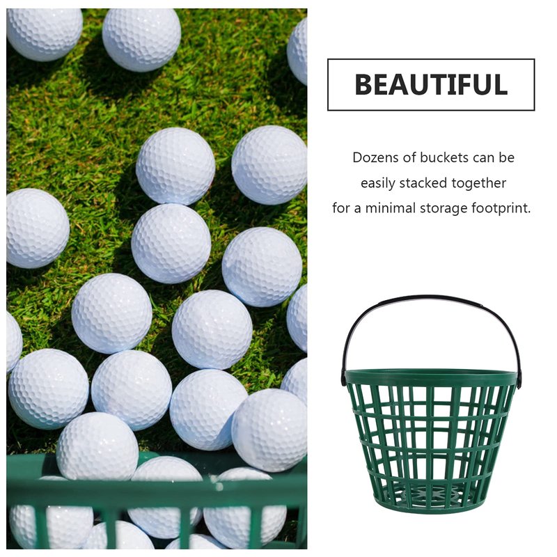 YARNOW Golf Ball Basket with Foldable Handle, Nylon Mesh, Capacity for 50 Balls, Weather-Resistant Portable Container, Green, 7.9 x 5.9 Inch, for Golf Practice and Storage