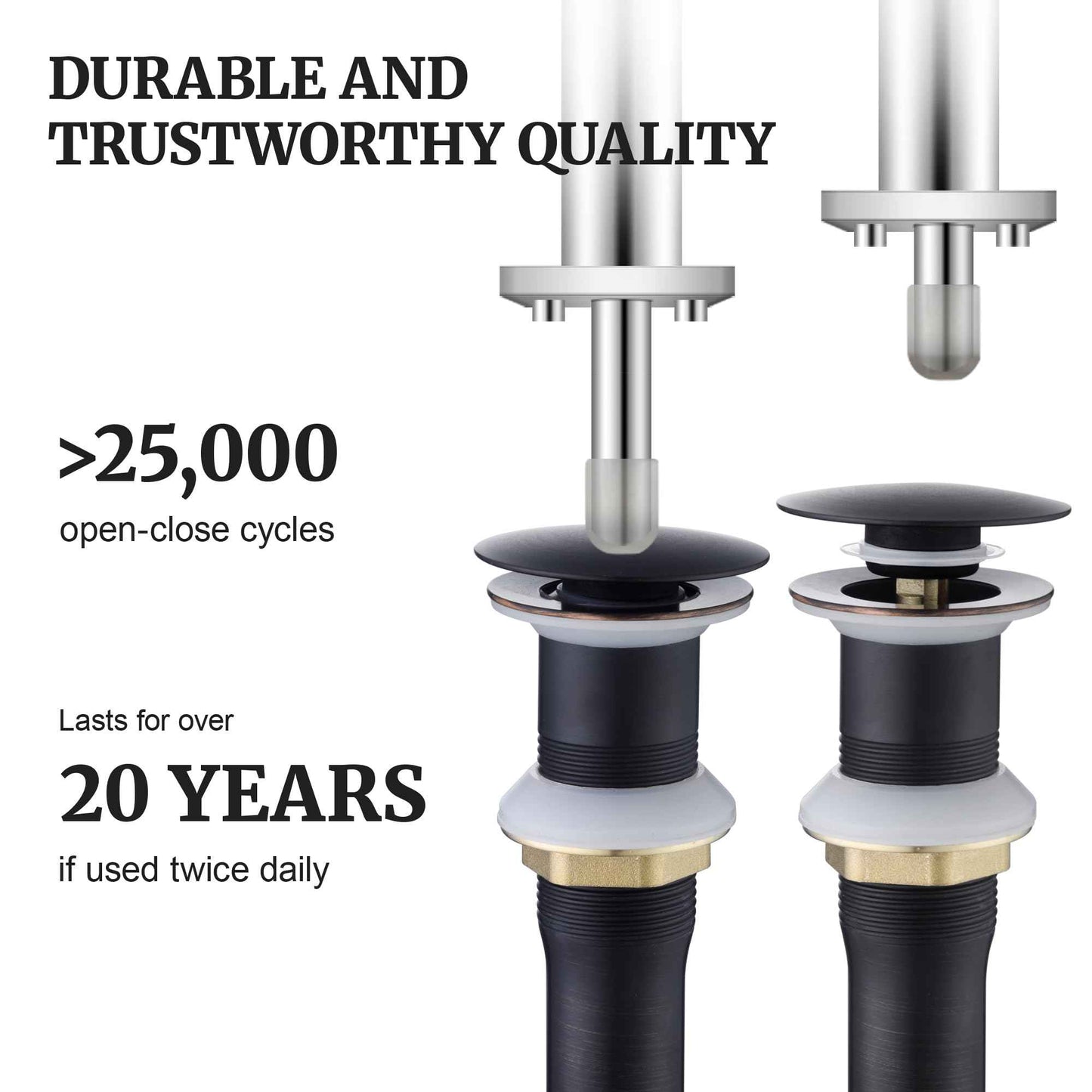 Pop up Sink Drain Stopper Without Overflow Oil Rubbed Bronze for Bathroom Vessel Vanity Sink Art Basin，Big Cap Sink Drain Without Overflow, Metal Pop-up Drain Strainer with Detachable Basket Stopper