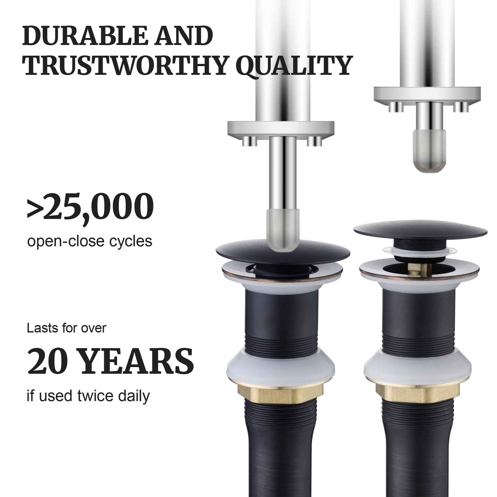 Pop up Sink Drain Stopper Without Overflow Oil Rubbed Bronze for Bathroom Vessel Vanity Sink Art Basin，Big Cap Sink Drain Without Overflow, Metal Pop-up Drain Strainer with Detachable Basket Stopper