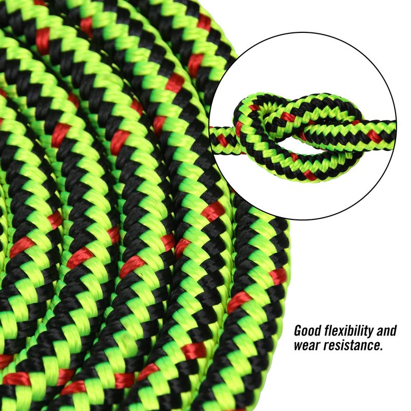 Perantlb 16 Strand Arborist Climbing Rope, UV Resistant and Weather Resistant Double Braided Boat rope1 / 2 "by 150 'Black with Green…