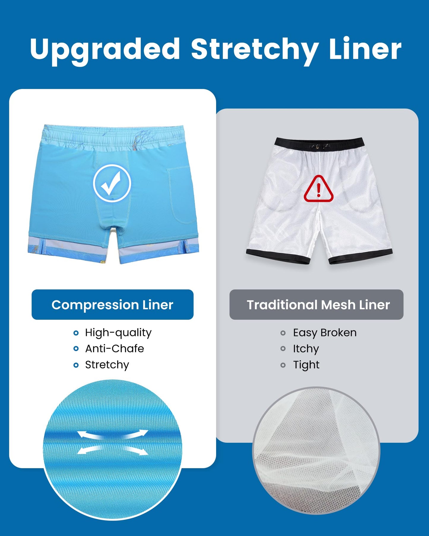 maamgic Mens Swim Trunks with Compression Liner 5 Inch, Quick Dry Bathing Suit with Zipper Pockets, Stretch No-Chafing Swim Shorts, Medusa Large