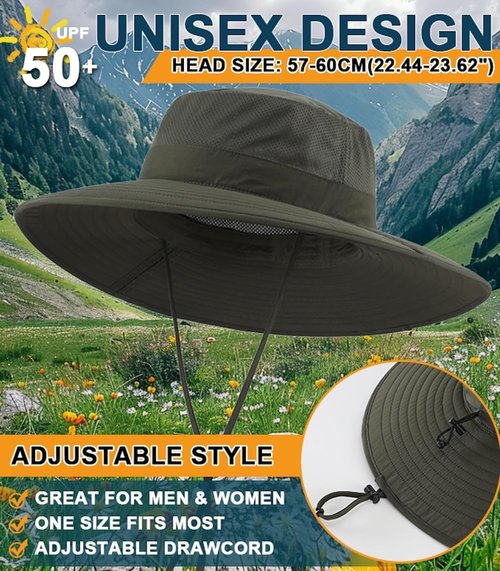 Home Prefer UPF50+ Men's Sun Hat - Wide Brim UV Protection for Fishing & Gardening | Foldable Design