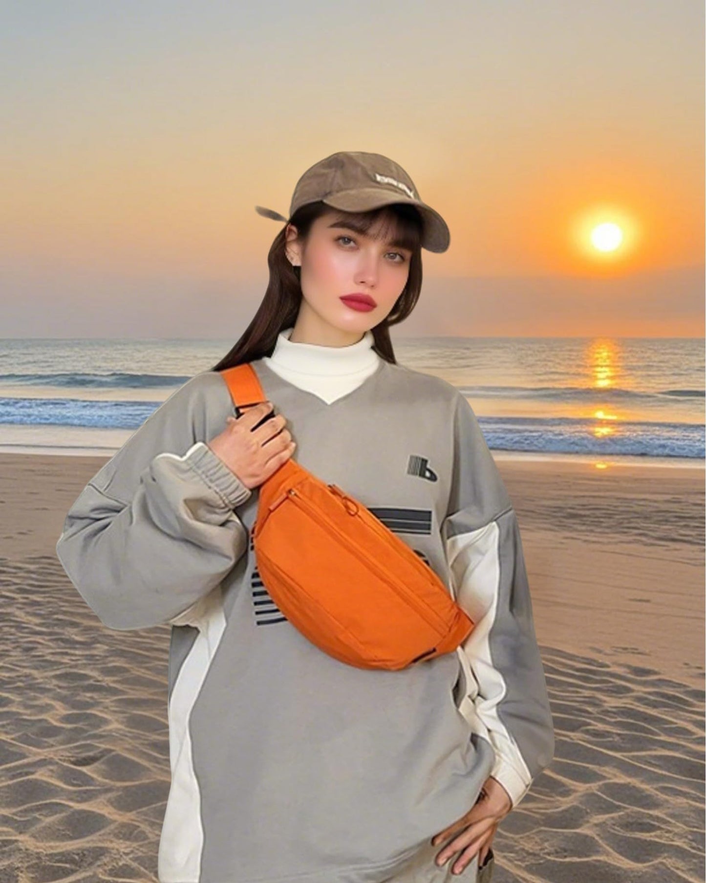 HAUMAUH Fanny Pack Women Men Waist Packs | Bum Bag Bumbag Travel Outdoors Urban Commute Festival (Orange)