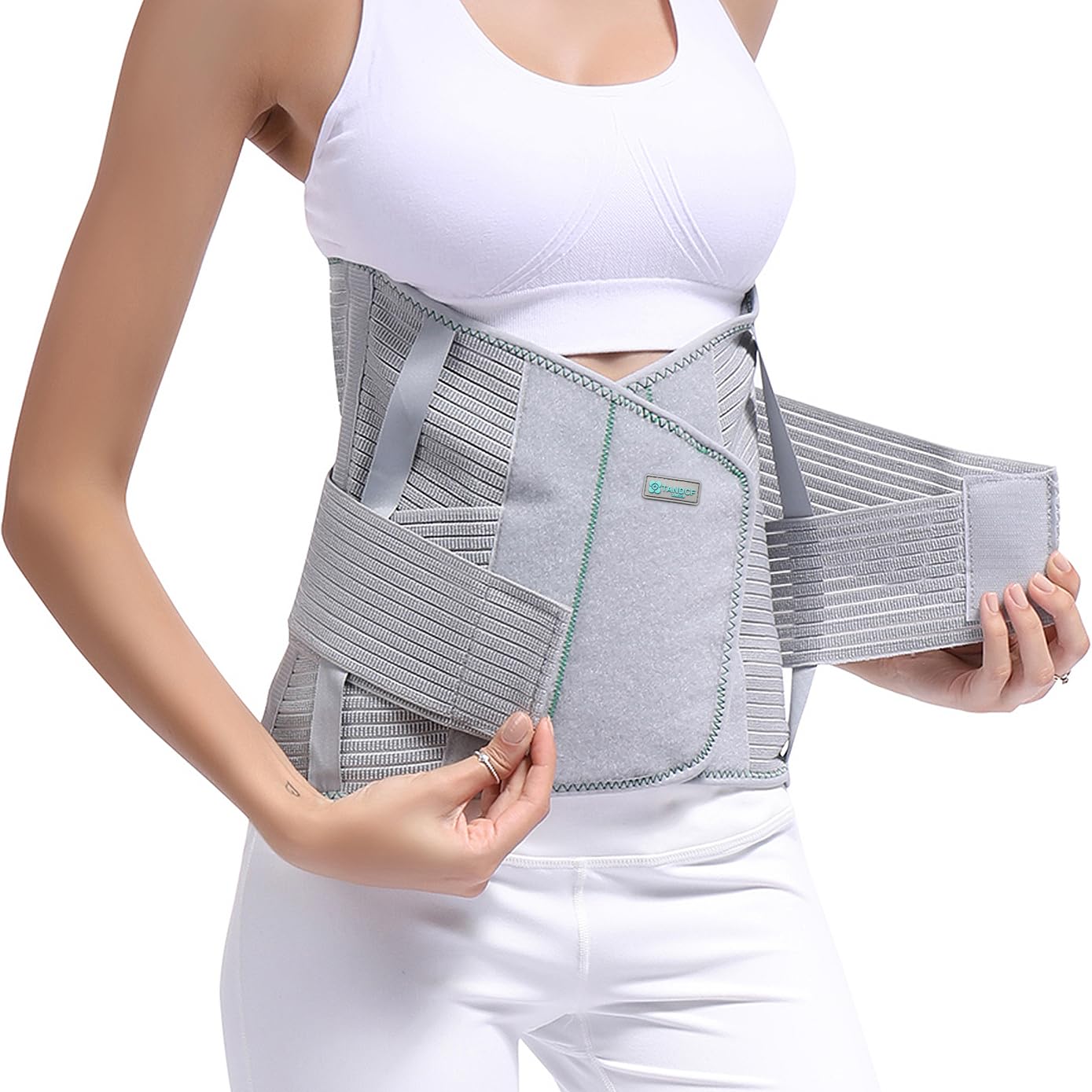 TANDCF Entire Back Brace, Lumbar Support Belt for Women & Men, Adjustable Waist Trainer Belt for Entire Back Pain Relief,Keeps Your Spine Straight and Safe (L)