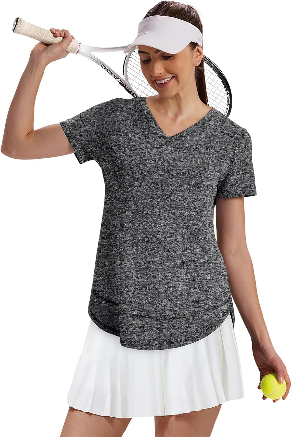 XIEERDUO Women's Quick-Dry Workout Tops - Short Sleeve V-Neck Shirts for Hiking & Running | S-3XL