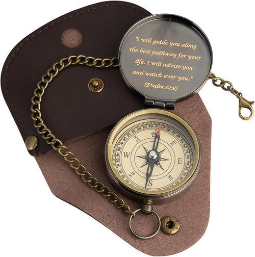 God's Guide Compass - Inspirational Trust in The Lord Gift | Wooden Box for Baptism & Graduation