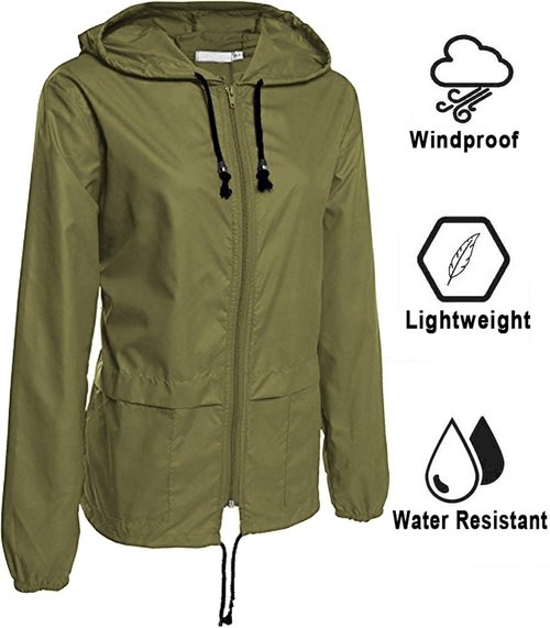 Avoogue Lightweight Waterproof Raincoat - Packable Hooded Windbreaker for Women | Outdoor Jacket