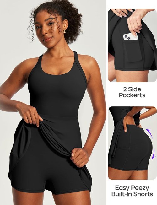 Heathyoga Tennis Dress for Women - Comfortable Athletic Dress with Built-In Shorts & Bra | Perfect for Golf & Workouts