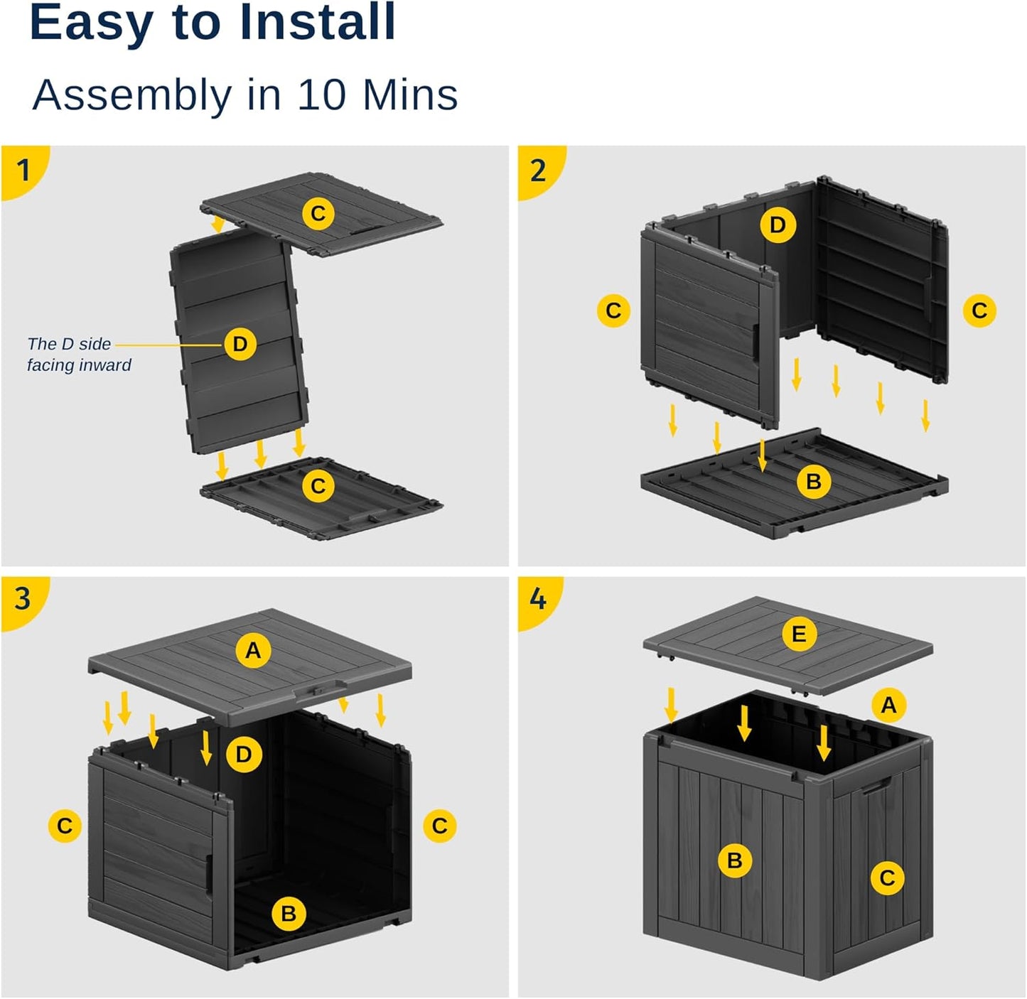 31 Gallon Waterproof Outdoor Storage Box - Lockable Resin Deck Bin for Patio Cushions & Tools - UV Resistant, Black