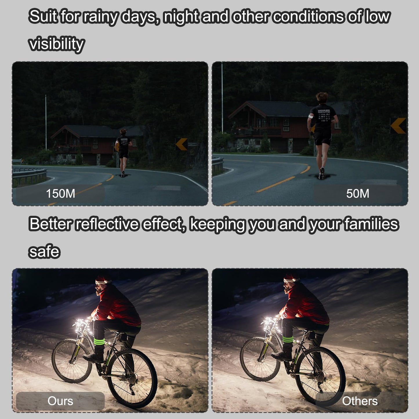 AOZUO 6Pcs High Visibility Reflective Bands, Elastic Ankle Straps Wristbands Reflective Arm Bands for Night Walking Reflective Gear for Bike Pants Cuff Clip Cycling Running Jogging Outdoors Hiking