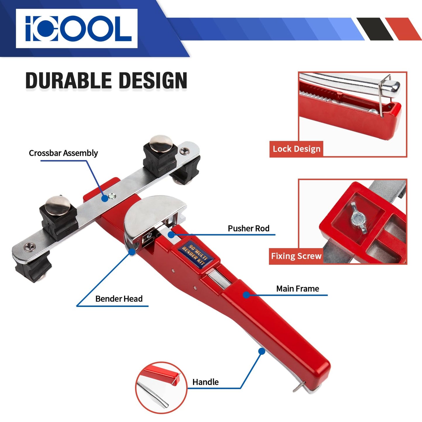 ICOOL Tubing Bender Kit Hand Tool 1/4 to 7/8 Inch for Soft Copper Aluminum HVAC Refrigeration System Maintenance, with Tube Cutter