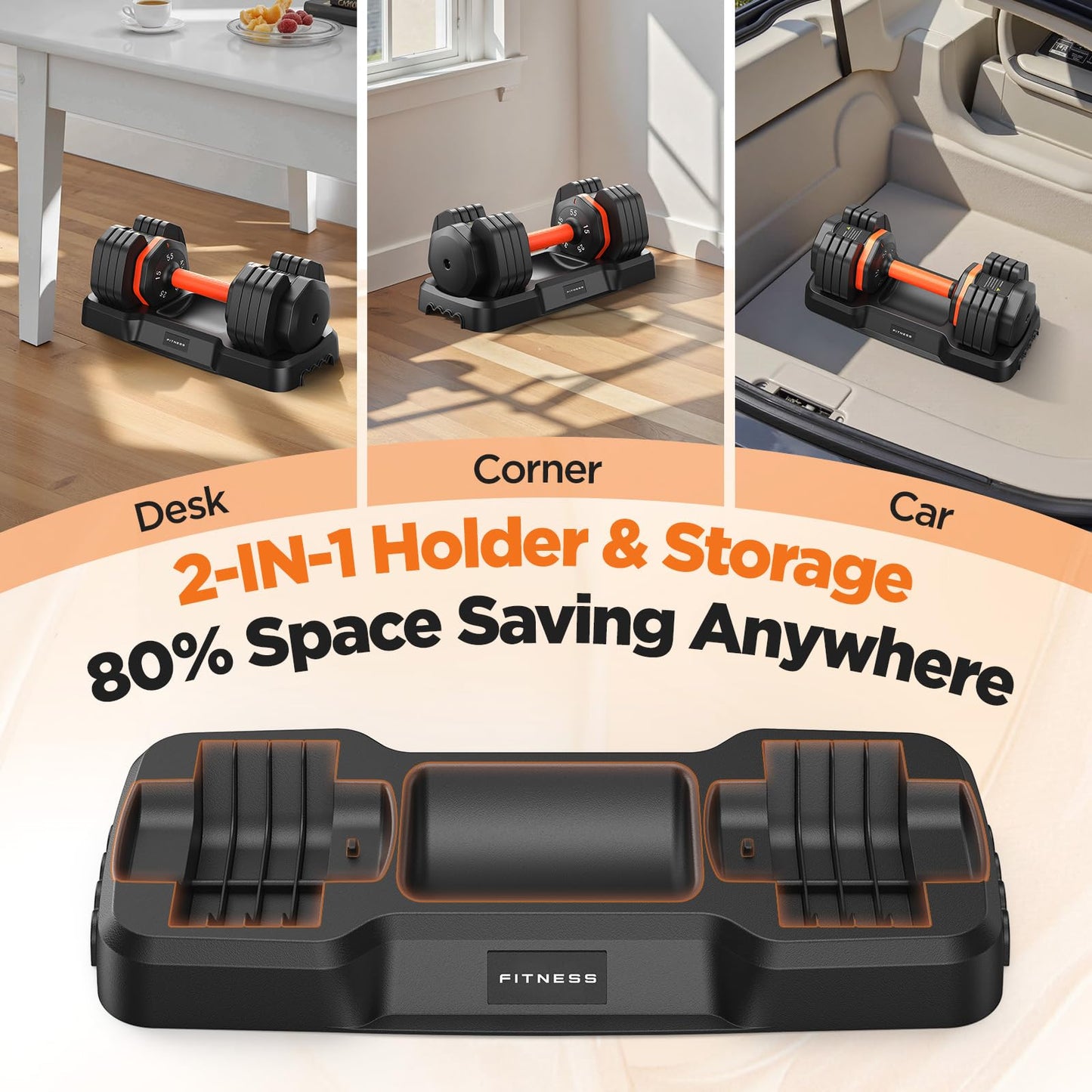 2026 FDB2 Updated Adjustable Dumbbell Set of 2, 5-in-1 Weights Dumbbell Set with Storage Box, 55lbs Adjustable Weights with Anti-slip Silicone Grip, Weight Set For Home Gym Suit both Men and Women
