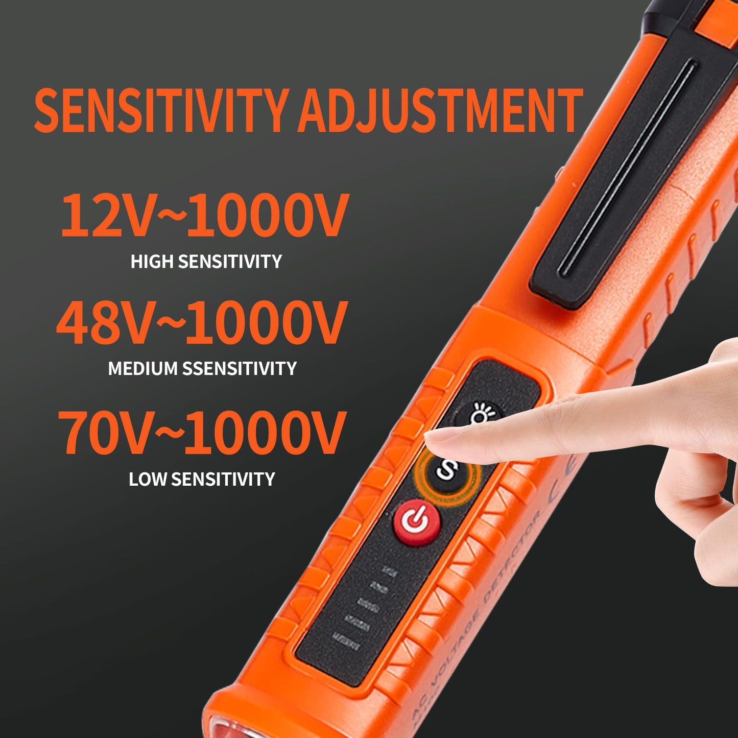 2 Pack Non-Contact Voltage Detector, Voltage Tester Electrical Tester, AC 12V/48V/70V-1000V, Wire Tester with Buzzer Alarm and Flashlight, Wire Breakpoint Finder, Orange & Red