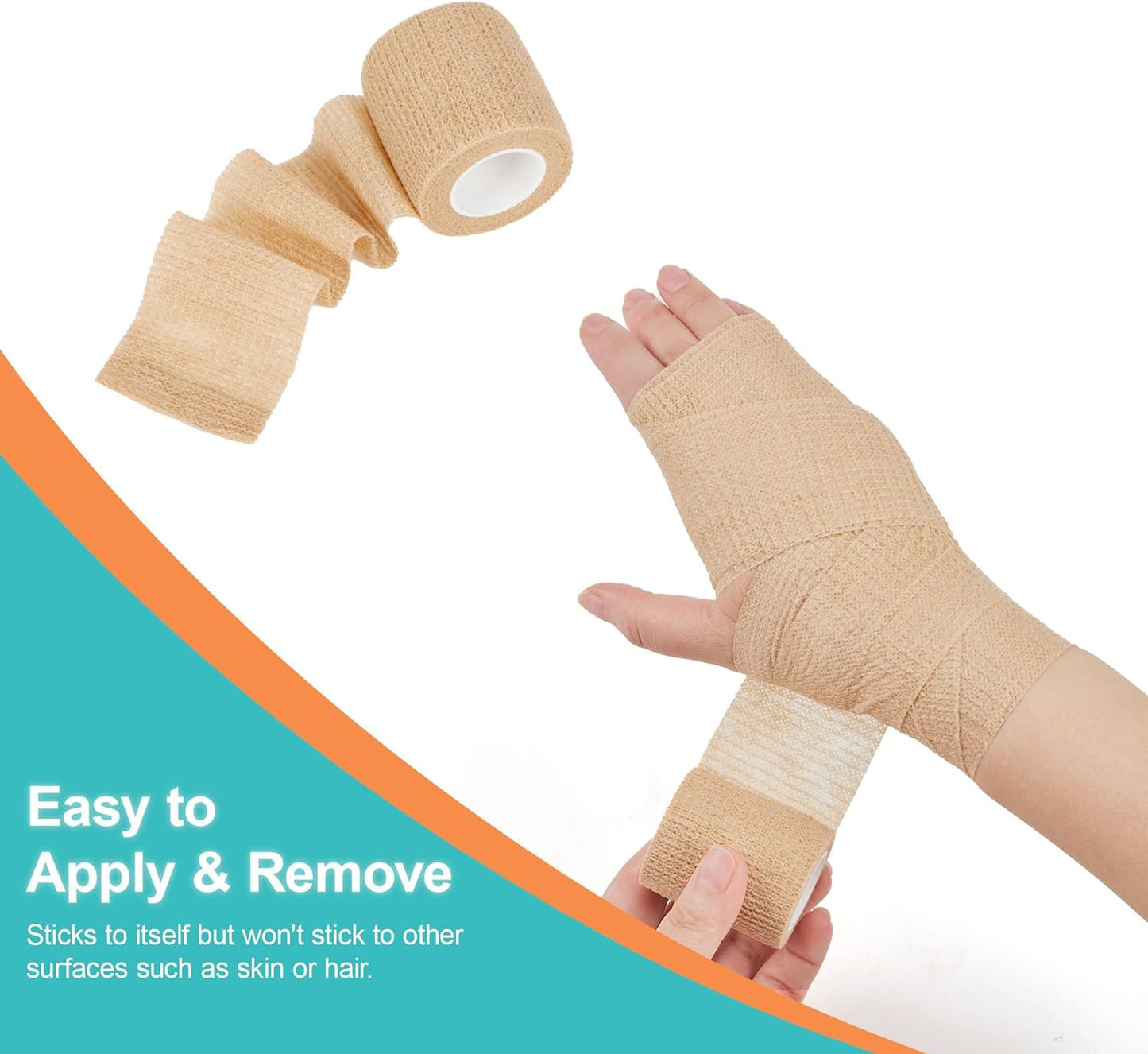 Skiennix Self-Adhesive Bandage Wraps - 6 Pack, 2” x 5 Yards, Skin Color | Ideal for Sports & Injury Support