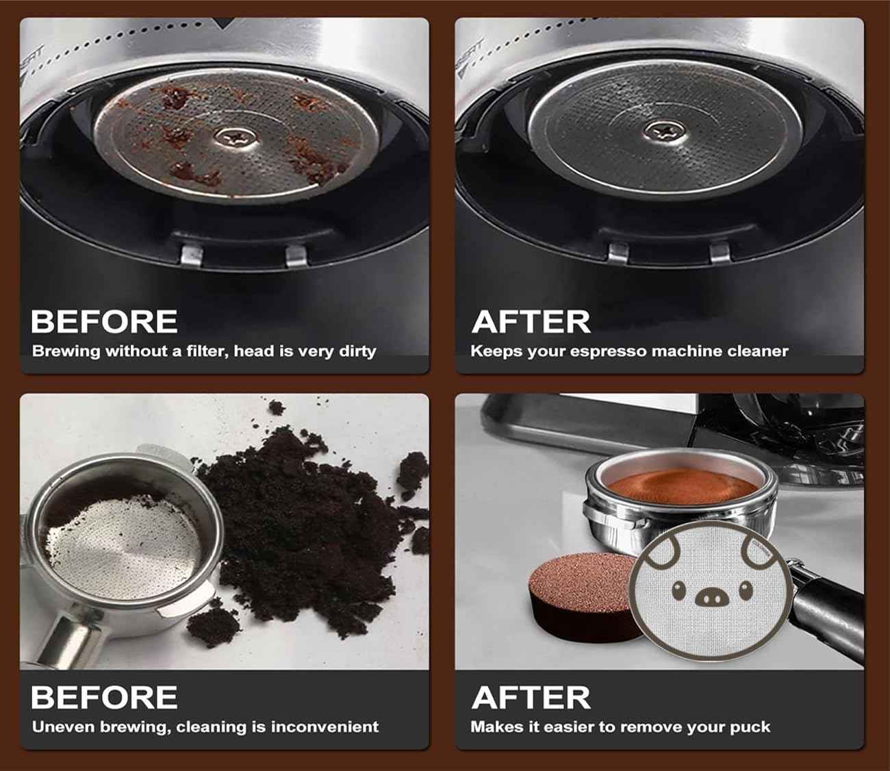 ColoMira 53.5mm Espresso Puck Screen 3-Pack, Lower Shower Screen, Metal Coffee Reusable Filter for 54mm Espresso Portafilter Basket, 1.7 Thickness(Cute Animal)