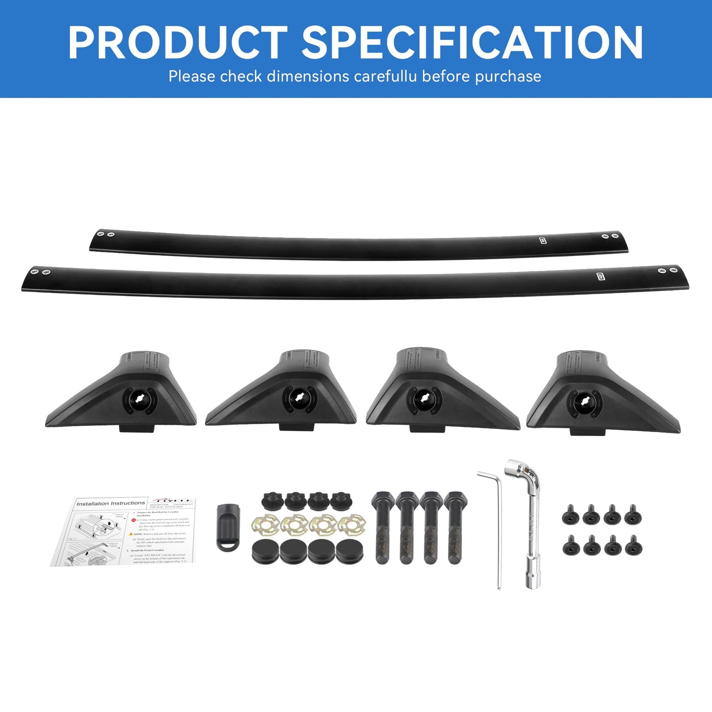 Roof Rack Cross Bars for 2019-2025 RAV4 XLE XSE Premium Limited Hybrid LE with Side Rails, Lockable Aluminum Crossbars Cargo Rooftop Luggage Canoe Kayak Bicycle roof Bag