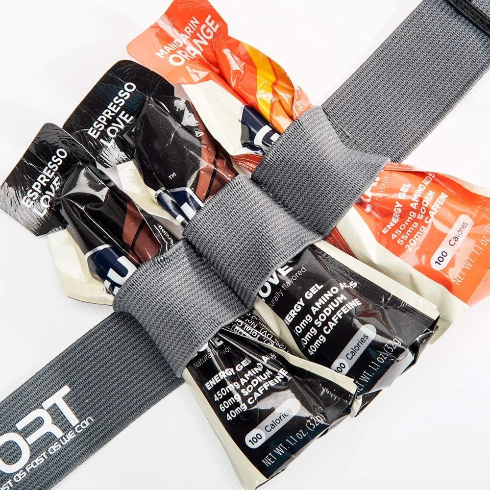 RJ-Sport Race Number Belt - Triathlon Bib Holder with 6 Gel Loops for Running & Cycling