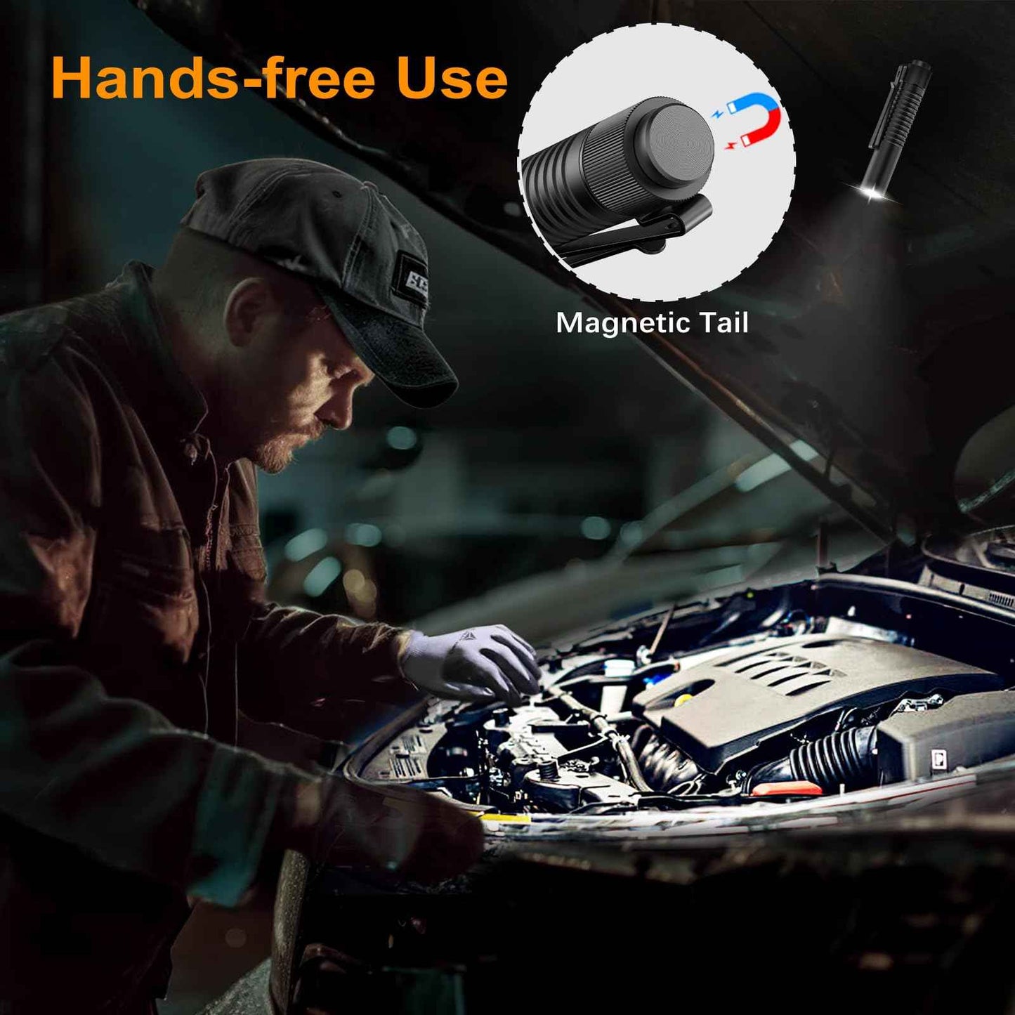 VTIGER T1A Mini Pocket EDC Flashlight with Clip,1300 Lumen Compact AA Rechargeable LED Little Flashlights, Super Bright Tail Switch Small Flash Light with Magnet for Camping,Hiking,Outdoor,Emergency