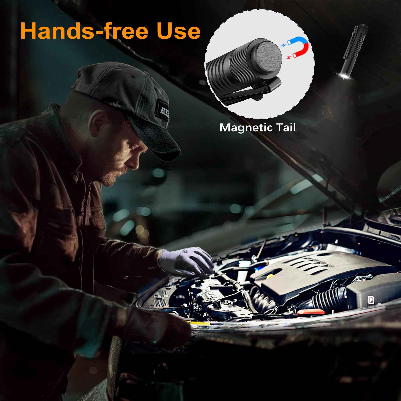 VTIGER T1A Mini Pocket EDC Flashlight with Clip,1300 Lumen Compact AA Rechargeable LED Little Flashlights, Super Bright Tail Switch Small Flash Light with Magnet for Camping,Hiking,Outdoor,Emergency