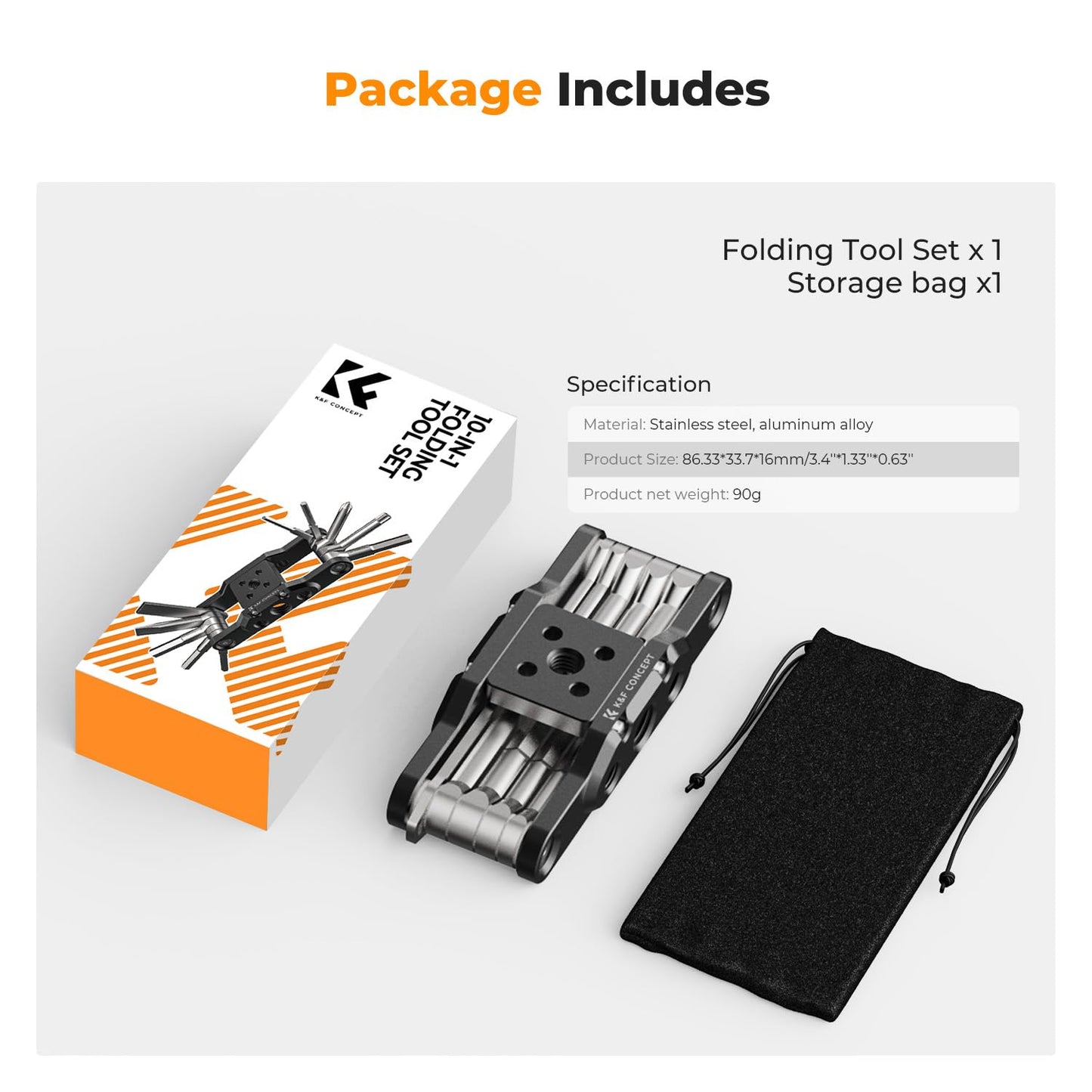 K&F CONCEPT Folding Hex Key Set with Screwdrivers, Portable Screwdriver Set Folding Allen Wrench Set for Assembly of Photographic Equipment Repair of Bicycles.