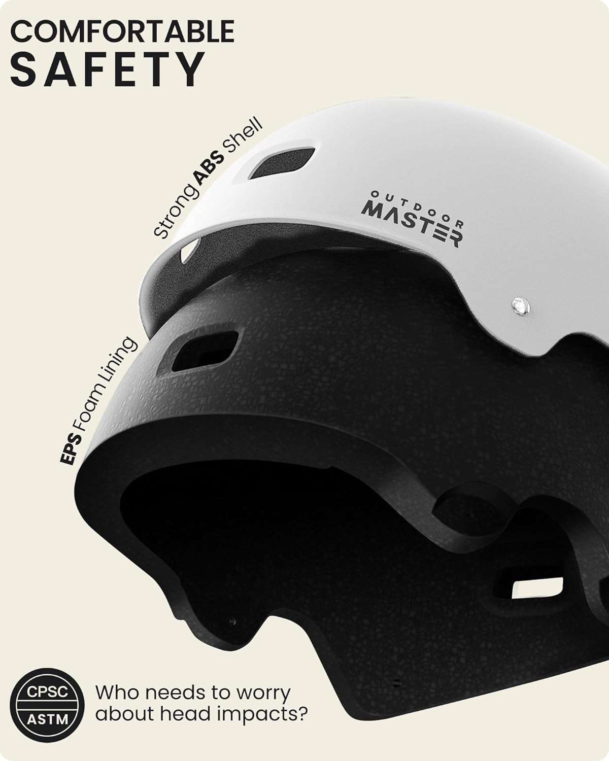 OutdoorMaster Skateboard Helmet - Multi-Sport Ventilation with Two Removable Liners | For Kids, Youth & Adults
