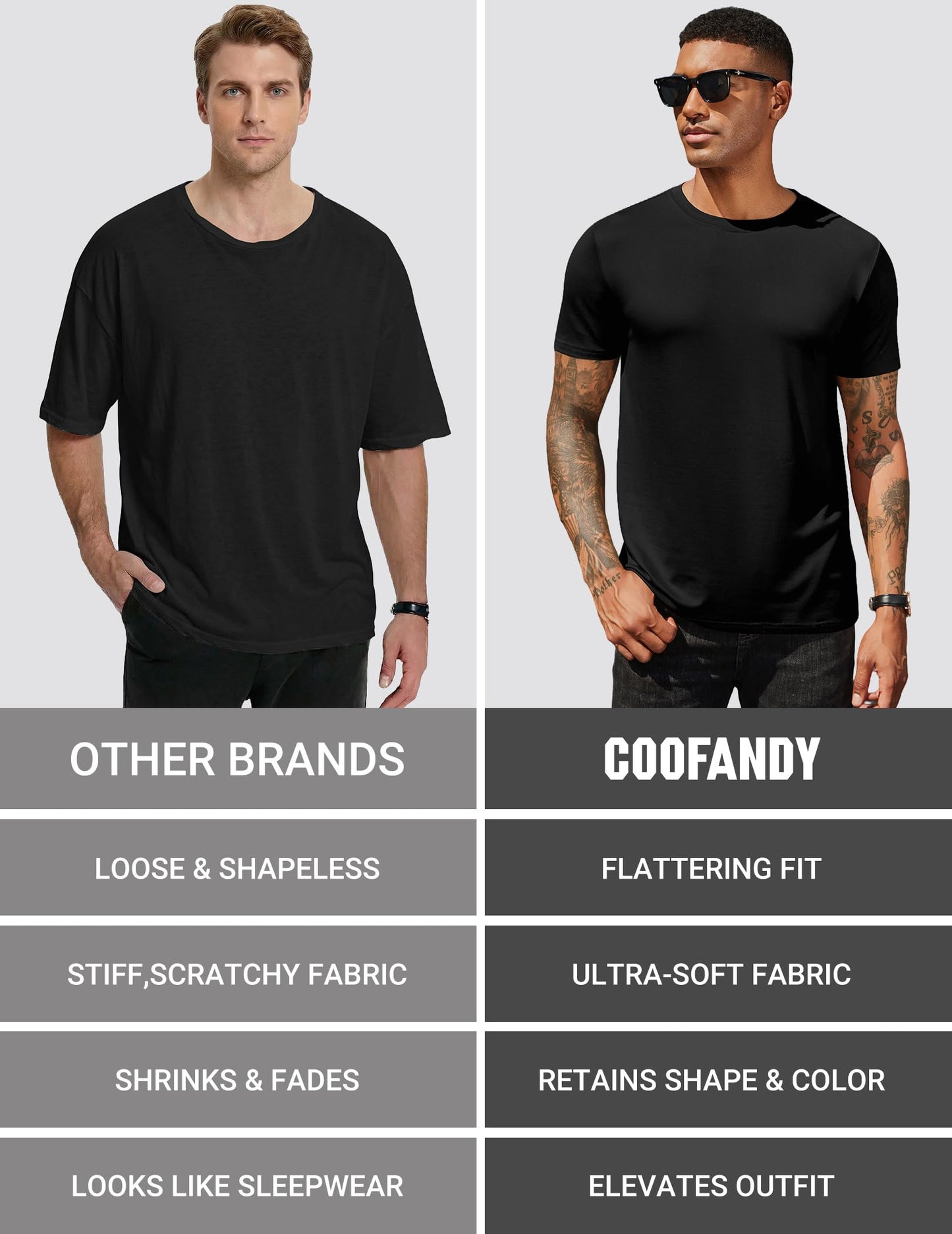 COOFANDY Men's Short Sleeve T-Shirts 1 Pack Crew Neck Casual Summer Lightweight Basic Tee Shirt
